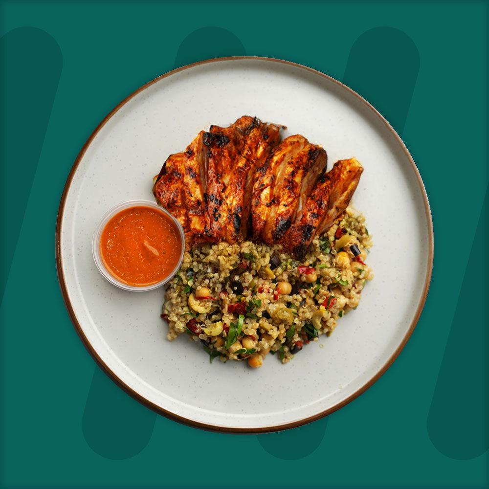 Harissa Chicken, Quinoa And Roasted Mixed Veg Salad